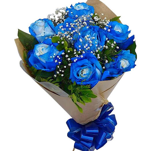 7 Rosas Azuis decorada no papel Craft
