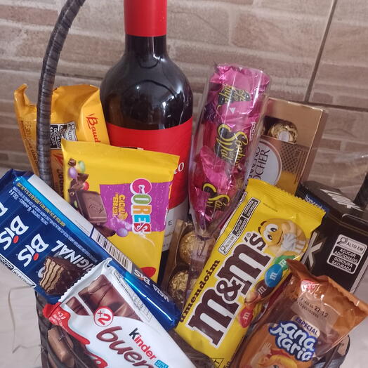 Cesta Chocolate com Vinho