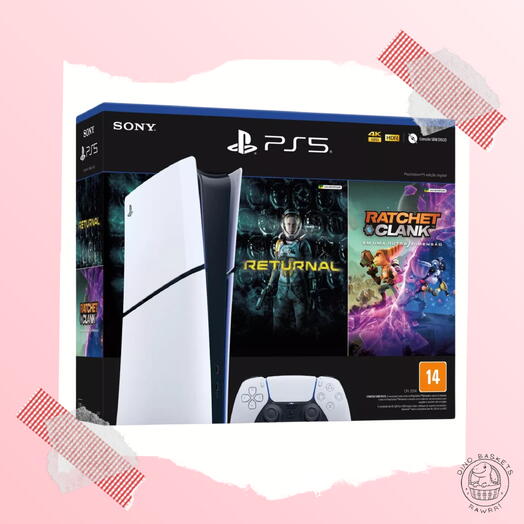 Console Sony PlayStation 5 Digital Slim 1TB – Branco + Jogos Returnal e Ratchet   Clank + Controle Sem Fio DualSense Branco