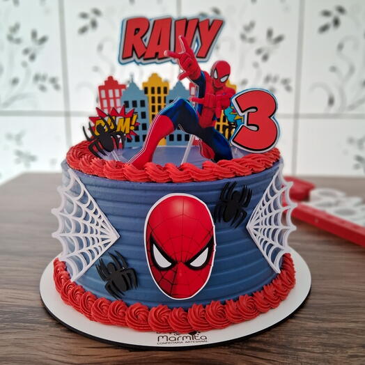 Bolo - Tamanho M decoração Homem aranha