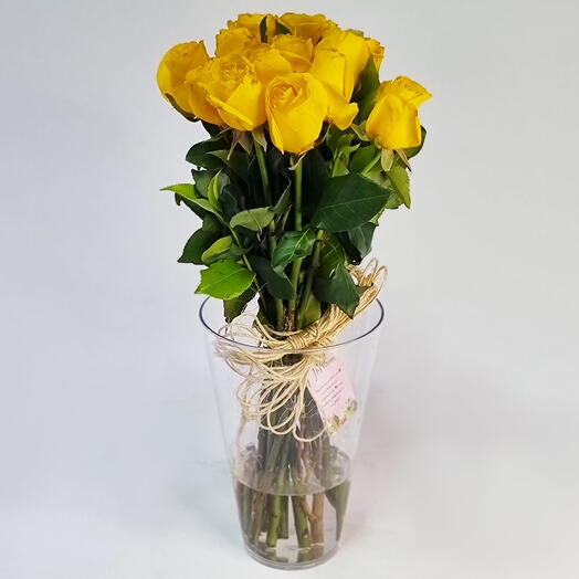 12 Rosas Amarelas com Vaso