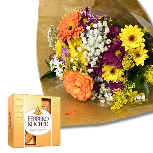 Buque de Flores do Campo + Ferrero Rocher (Codigo:1246)