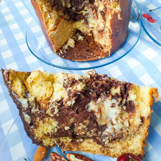 Panettone artesanal chocolate trufado e creme de leite ninho