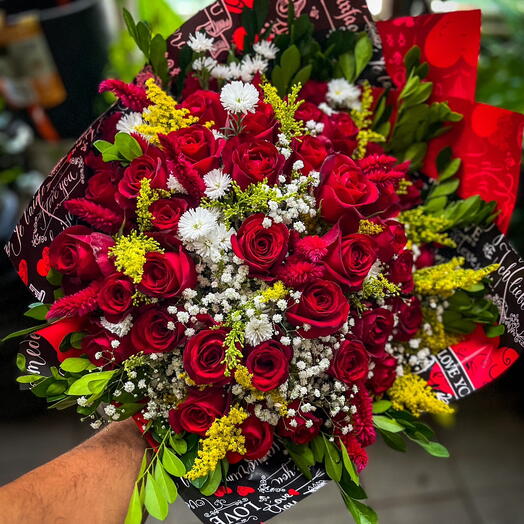 Buquê com 36 rosas