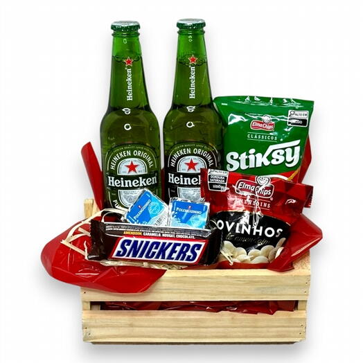 Mini Cesta Gourmet com Heineken e Snacks (Codigo:1078)