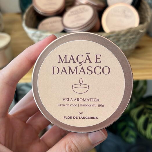 Vela aromatica de Maçã e Damasco 80g - 100% vegana - cera de coco