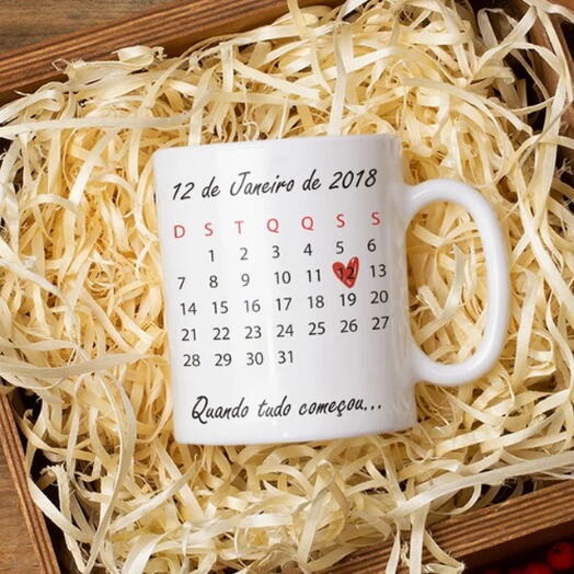 Caneca calendario quando tudo começou