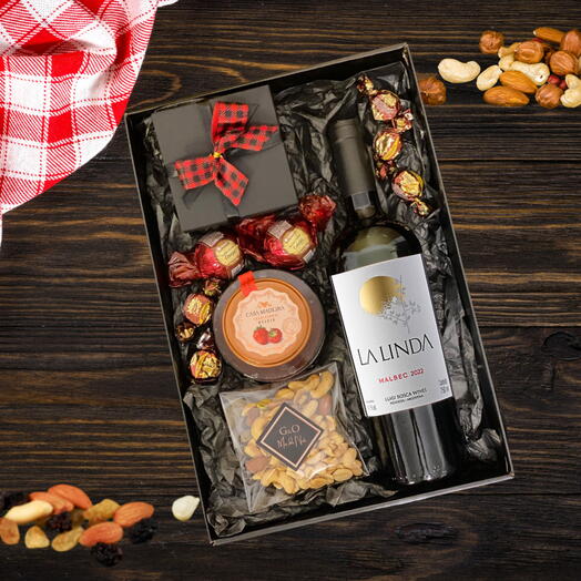 Cesta de Presente Com Vinho Red Gift