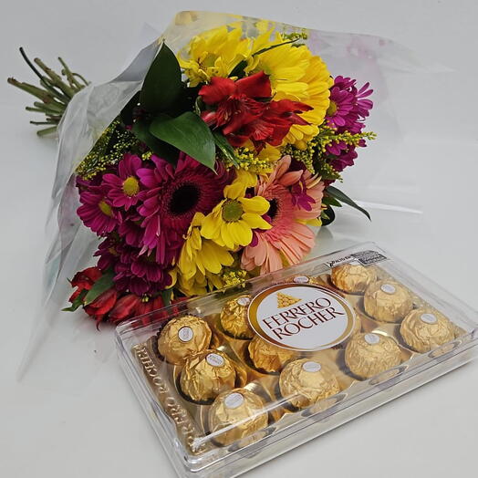 Buquê de Flores do Campo e Ferrero Rocher