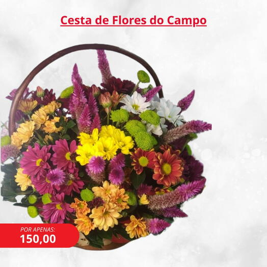 Cesta com flores do campo