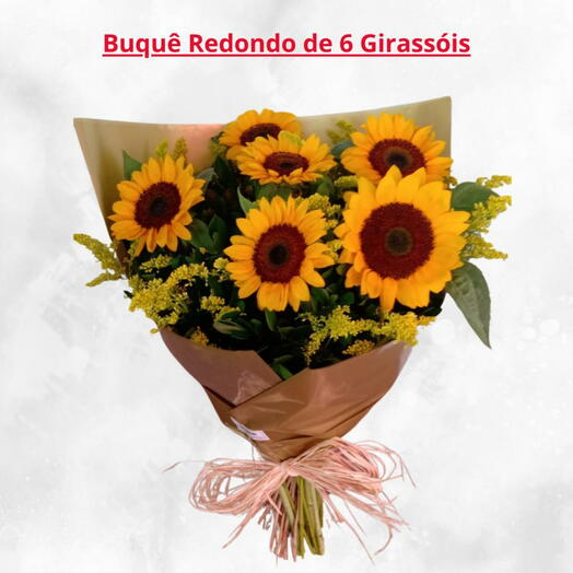 Buquê Redondo com 06 Girassois