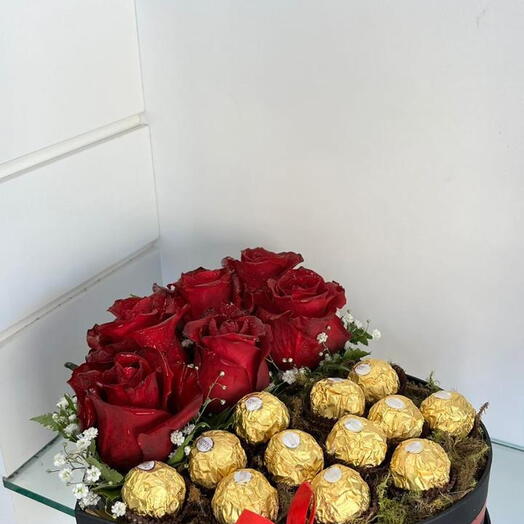 Box Rosas com chocolate