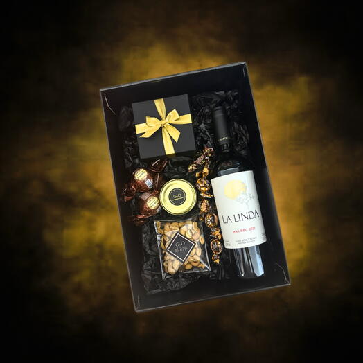 Cesta de Presente Com Vinho Black Gift