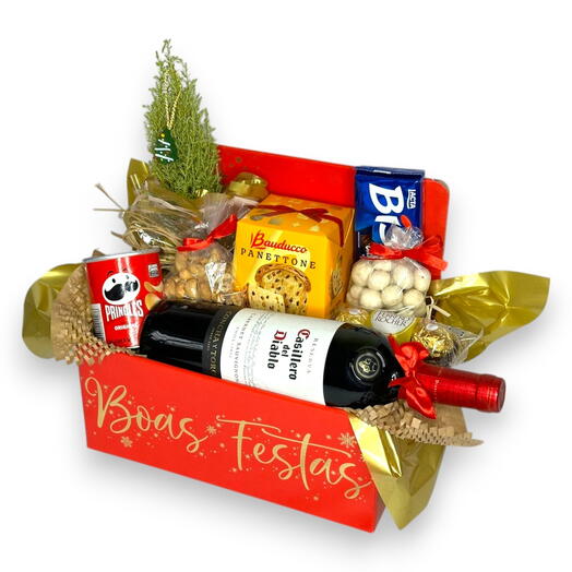 Cesta Boas Festas Media com Vinho