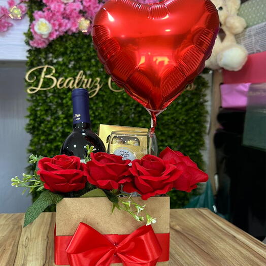Box com Vinho e Rosas