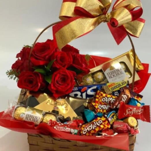 A-CESTA AMEI com ROSAS+CHOCOLATES