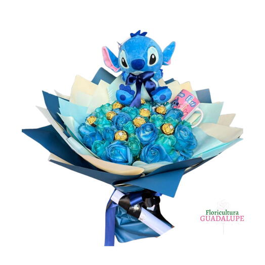 Buquê Stitch 40 Rosas e Ferreros Rocher - American Love